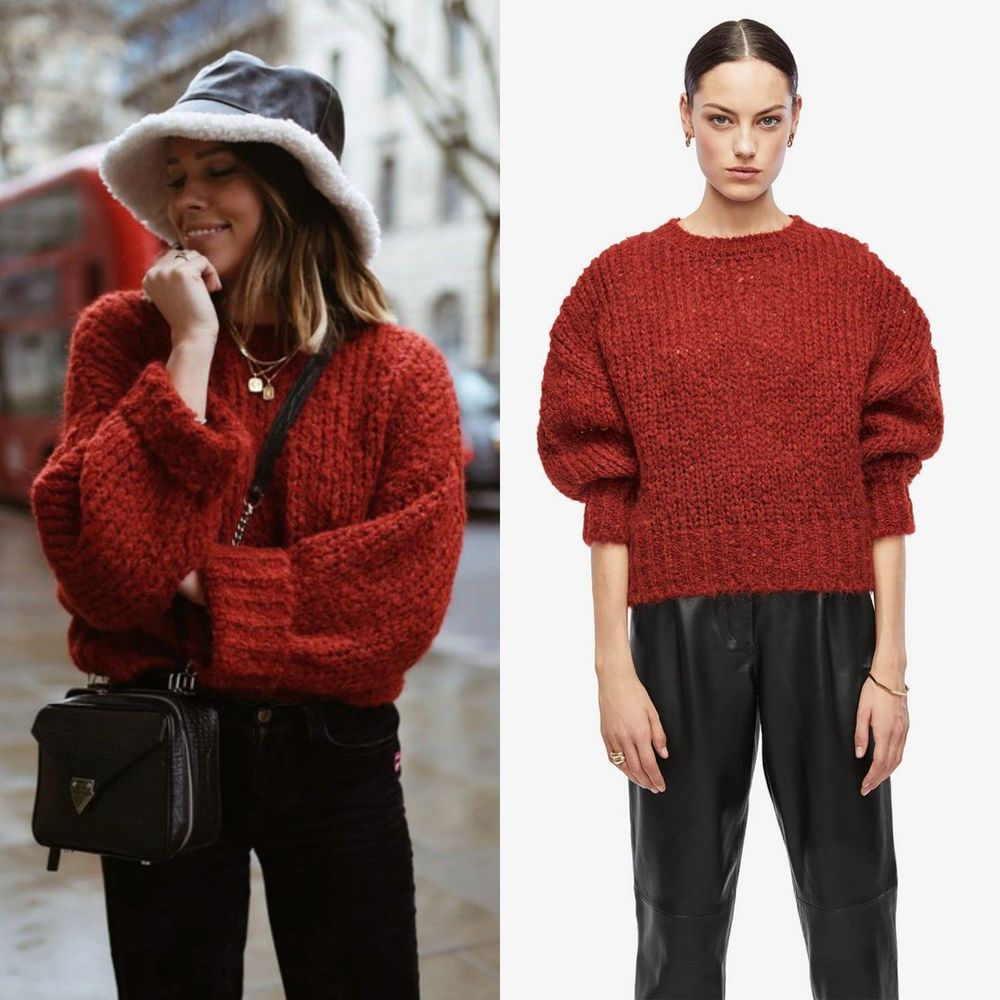 Anine Bing Greyson Wool Alpaca Chunky Sweater in Rust - Size XS